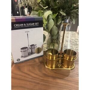 New Service Ideas Vintage Gold sugar stick holder and creamer set
